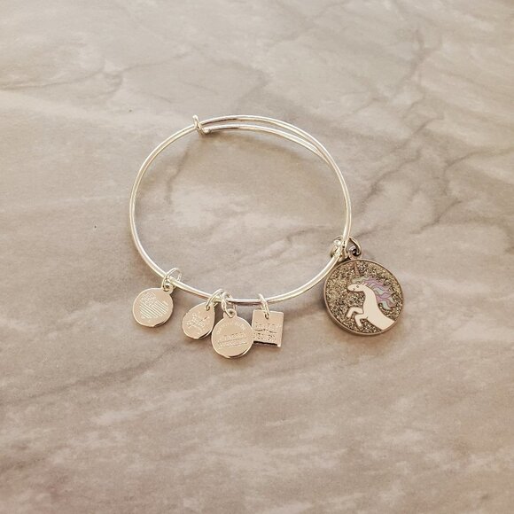 🦄 Alex and Ani Silver Purple Blue Giltter - Picture 1 of 3